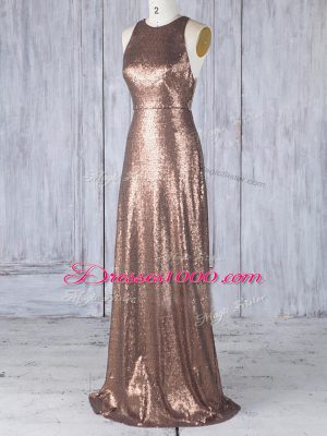 Brown Scoop Criss Cross Appliques Quinceanera Court Dresses Sleeveless