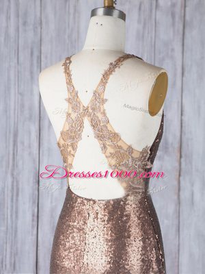 Brown Scoop Criss Cross Appliques Quinceanera Court Dresses Sleeveless