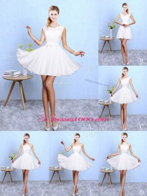 Cute White Scoop Lace Up Lace and Appliques Wedding Party Dress Sleeveless
