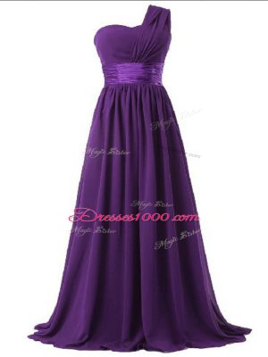 Colorful Sleeveless Lace Up Floor Length Ruching Quinceanera Court Dresses