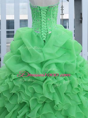 Beading and Ruffles and Pick Ups Quinceanera Gown Lace Up Sleeveless Floor Length