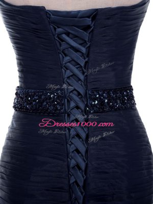 Navy Blue Winning Pageant Gowns Sweetheart Sleeveless Court Train Lace Up