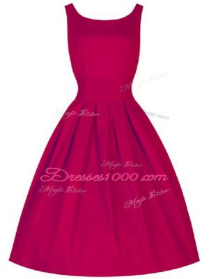 Shining Fuchsia Scoop Neckline Ruching Court Dresses for Sweet 16 Sleeveless Lace Up