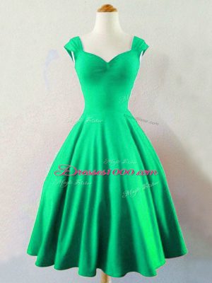 Decent Mini Length Lace Up Bridesmaid Dresses Dark Green for Prom and Party and Wedding Party with Ruching