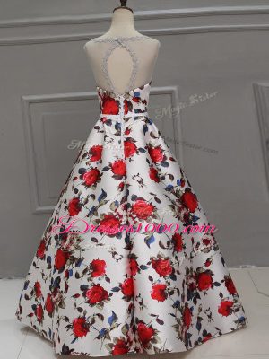 Fantastic Floor Length Multi-color Prom Dress Printed Sleeveless Pattern