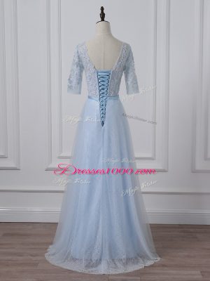 3 4 Length Sleeve Beading and Lace and Appliques Lace Up Mother of Bride Dresses