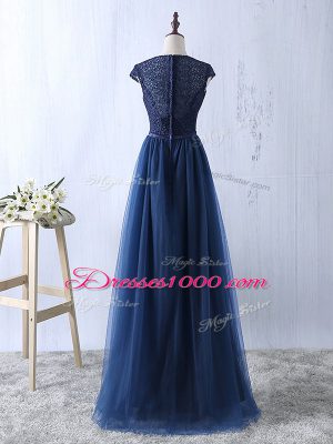 High Quality Red Scoop Neckline Lace Prom Gown Short Sleeves Zipper