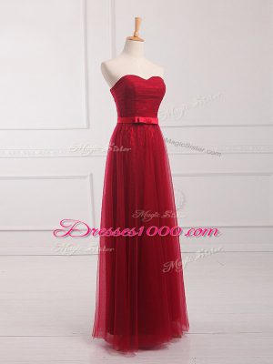 Dazzling Sleeveless Belt Lace Up Bridesmaid Dress