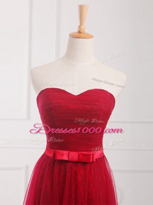 Dazzling Sleeveless Belt Lace Up Bridesmaid Dress