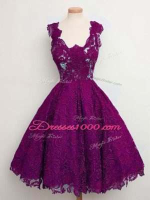 Custom Fit Purple Lace Up Straps Lace Bridesmaids Dress Lace Sleeveless