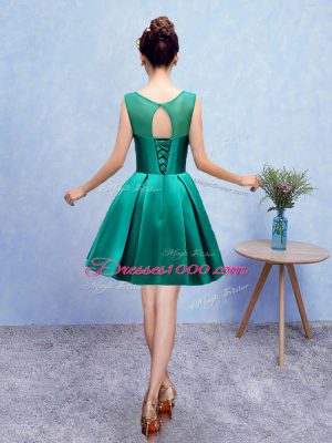 Knee Length Lace Up Dama Dress for Quinceanera Turquoise for Prom and Party with Embroidery