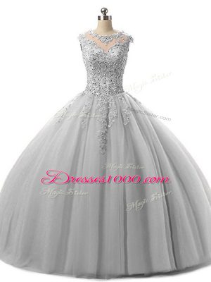 Trendy Tulle Sleeveless Floor Length Sweet 16 Dress and Beading and Lace