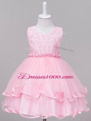 Baby Pink Sleeveless Tulle Zipper Womens Party Dresses for Wedding Party
