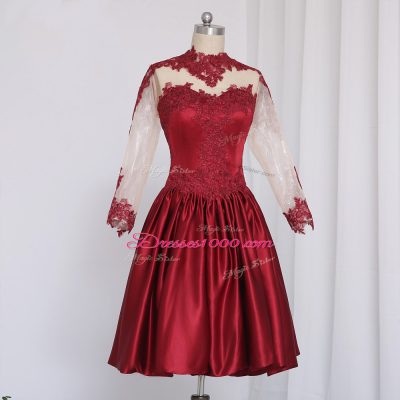 Best Selling Mini Length Zipper Evening Dress Wine Red for Prom and Party and Sweet 16 with Beading and Appliques