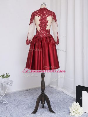 Best Selling Mini Length Zipper Evening Dress Wine Red for Prom and Party and Sweet 16 with Beading and Appliques