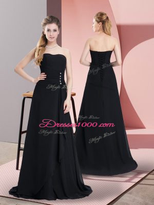 Traditional Chiffon Sleeveless Floor Length Prom Gown and Beading
