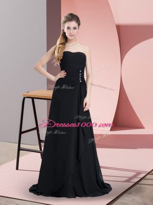 Traditional Chiffon Sleeveless Floor Length Prom Gown and Beading