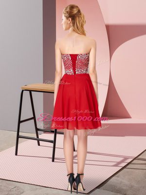 Sleeveless Lace Up Knee Length Beading Homecoming Dress