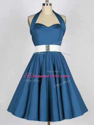 Glamorous Sleeveless Knee Length Belt Lace Up Quinceanera Court of Honor Dress with Teal