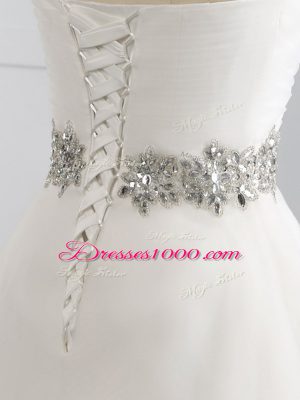 Flirting White Sleeveless Beading Lace Up Wedding Gowns