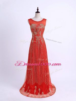 Discount Floor Length Red Homecoming Dress Sweetheart Sleeveless Zipper