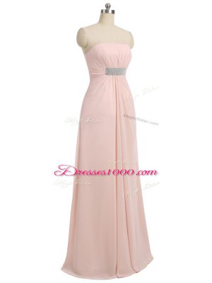 Eye-catching Chiffon Sleeveless Floor Length Quinceanera Dama Dress and Beading