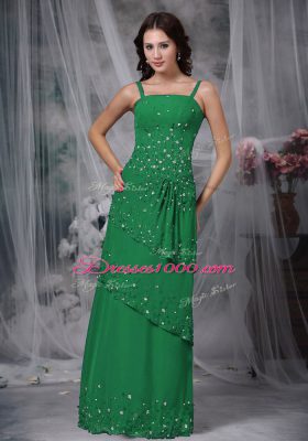 Fantastic Green Sleeveless Beading Floor Length Mother of Bride Dresses