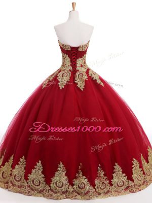 Deluxe Wine Red Ball Gowns Organza and Taffeta and Chiffon Sweetheart Sleeveless Ruffles and Sequins Floor Length Lace Up Sweet 16 Dress