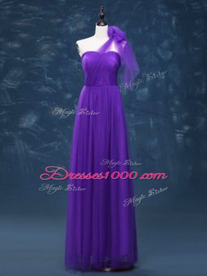 Fabulous Lavender Sleeveless Floor Length Ruching Lace Up Damas Dress
