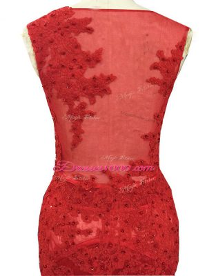 Glamorous Red Sleeveless Lace Zipper Mother of Bride Dresses