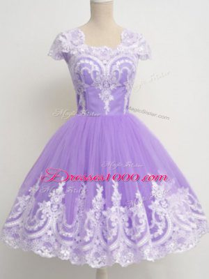 Customized Lavender Sleeveless Tulle Zipper Wedding Guest Dresses for Prom and Party and Wedding Party