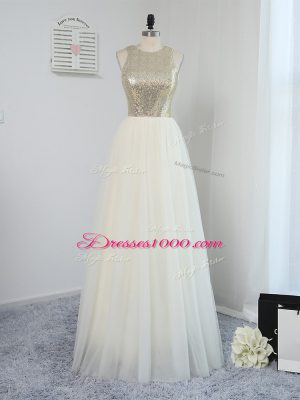 Vintage Scoop Sleeveless Backless Wedding Guest Dresses Light Yellow Tulle