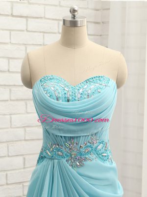 Best Selling Floor Length Empire Sleeveless Baby Blue Prom Dress Zipper