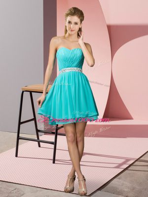 Trendy Sweetheart Sleeveless Lace Up Homecoming Dress Online Aqua Blue Chiffon