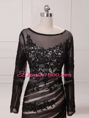Inexpensive Scoop Long Sleeves Chiffon and Tulle Mother of the Bride Dress Lace and Appliques Brush Train Zipper
