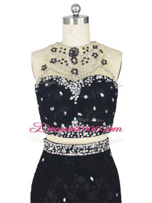 Hot Sale Sleeveless Brush Train Zipper Beading and Lace Pageant Dress