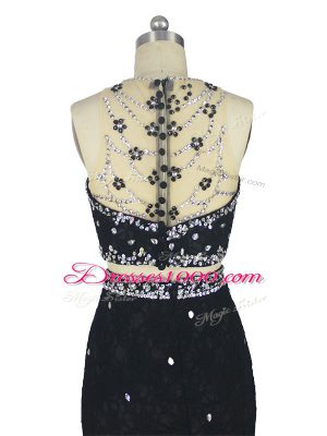 Hot Sale Sleeveless Brush Train Zipper Beading and Lace Pageant Dress