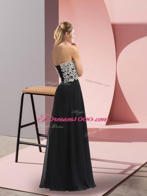 Black Lace Up Sweetheart Lace Dress for Prom Chiffon Sleeveless