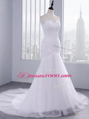 Discount White Sweetheart Neckline Ruching Bridal Gown Sleeveless Lace Up