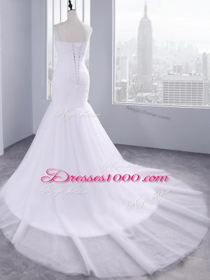 Discount White Sweetheart Neckline Ruching Bridal Gown Sleeveless Lace Up