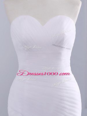 Discount White Sweetheart Neckline Ruching Bridal Gown Sleeveless Lace Up