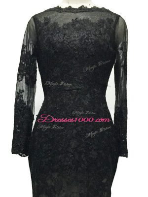 Excellent Backless Mother Dresses Black for Prom and Party and Sweet 16 with Lace and Belt Brush Train