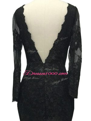 Excellent Backless Mother Dresses Black for Prom and Party and Sweet 16 with Lace and Belt Brush Train