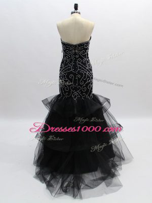 Classical Sweetheart Sleeveless Zipper Dress for Prom Black Tulle