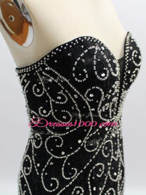 Classical Sweetheart Sleeveless Zipper Dress for Prom Black Tulle