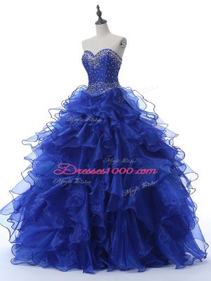 Sleeveless Beading and Ruffles Lace Up Ball Gown Prom Dress