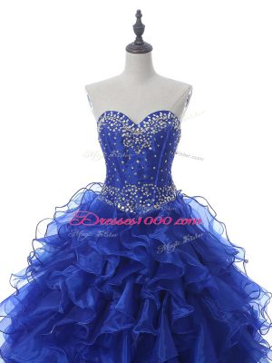 Sleeveless Beading and Ruffles Lace Up Ball Gown Prom Dress