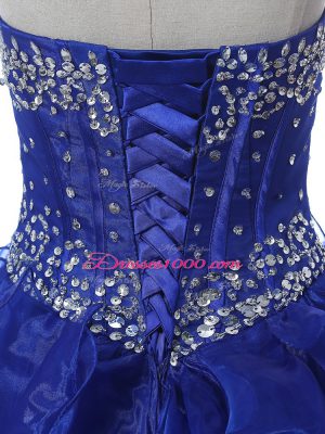 Sleeveless Beading and Ruffles Lace Up Ball Gown Prom Dress