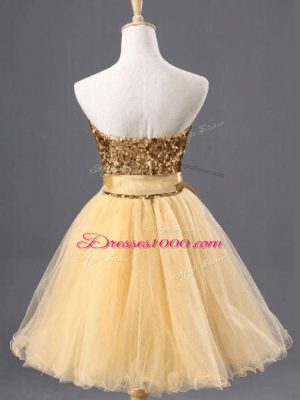 Lovely Peach Sleeveless Tulle Zipper Prom Party Dress for Prom and Party