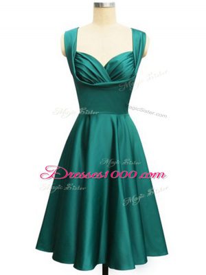Custom Designed Straps Sleeveless Lace Up Court Dresses for Sweet 16 Teal Taffeta